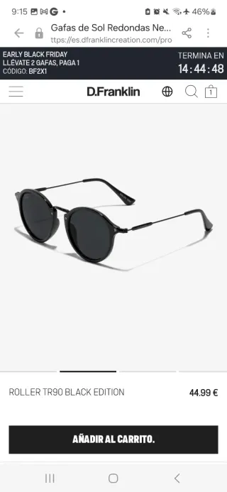 Gafas de Sol Redondas Unisex Negras