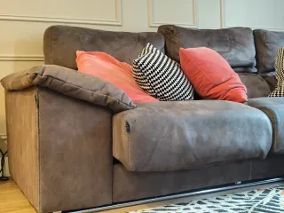 Sofá Chaise Longue marrón nobuk