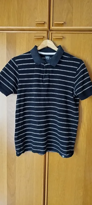 Polo rayas Celio negro y blanco