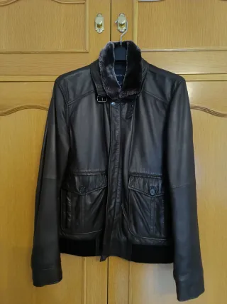 Cazadora aviador cuero marrón