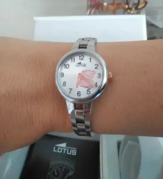Reloj Lotus niña acero con oso rosa
