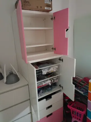Lote Armarios infantiles Ikea rosa y blanco