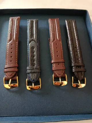 Correas de piel para reloj (2 Marrones, 1 Azul, 1