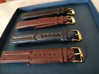 Correas de piel para reloj (2 Marrones, 1 Azul, 1