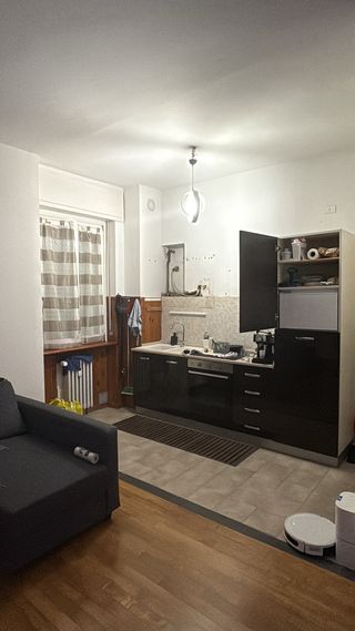 Cucina lineare 260 cm beige e nero