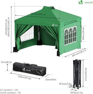 Gazebo Vounot 3x3 Verde Tenda Nuovo