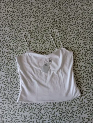 Top tirantes Mango blanco mujer