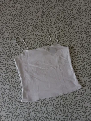 Top tirantes Mango blanco mujer