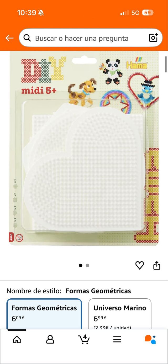 4 Placas Hama Corazón Midi 5mm