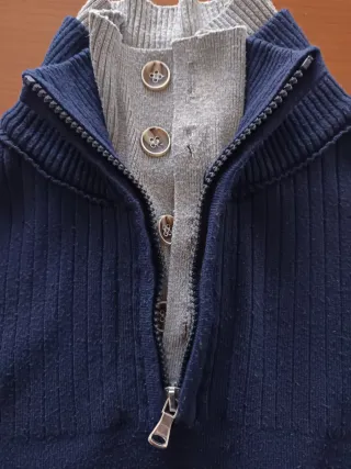 Maglione uomo blu/grigio con zip