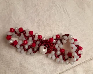 Braccialetto Tessuto Fatto a Mano Rosso Bianco