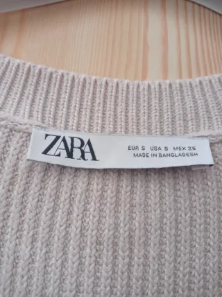 Chaleco Zara punto algodón beige S