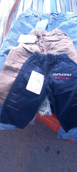 Pantalón niño pana azul/marrón