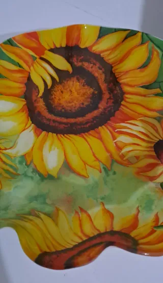 Ciotola in vetro decorata con girasoli