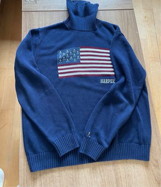 Jersey Harper & Neyer Azul Cuello Alto, talla L