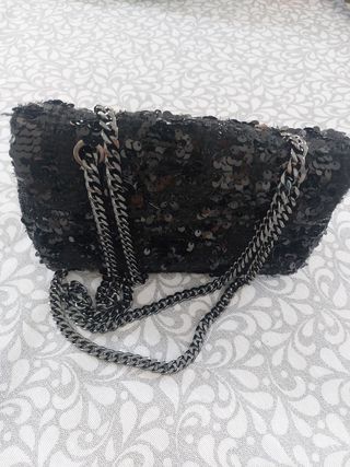 Bolso fiesta lentejuelas negro Parfois