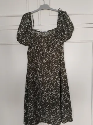 Vestido verde estampado flores talla M