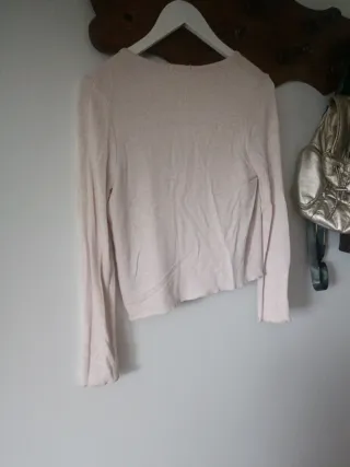 Conjunto punto top y chaqueta rosa claro