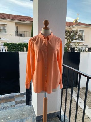 Camisa Coral Naranja Algodón Mujer