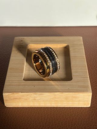 Anillo Swarovski Dorado y Negro