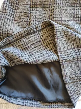 Falda de cuadros gris y morado