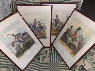 Lote 4 litografie antiche militari