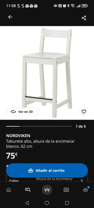 2 Taburete NORDVIKEN IKEA Madera