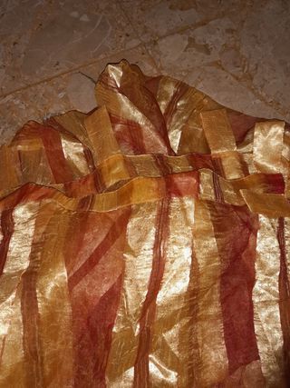 Set 2 tende  in raso e voile ambra e oro