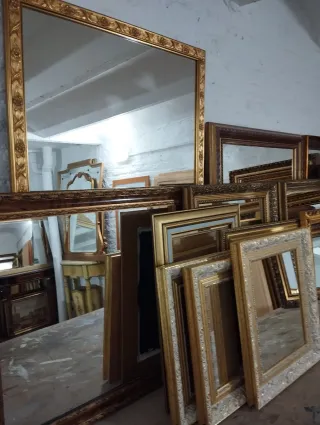 Conjunto de espejos antiguos madera y cristal