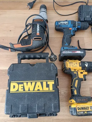 Lote de destornilladores, taladro e láser Dewalt
