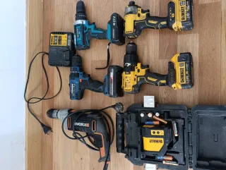 Lote de destornilladores, taladro e láser Dewalt