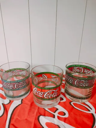 Lotto 3 Bicchieri Coca Cola Vetro stile liberty