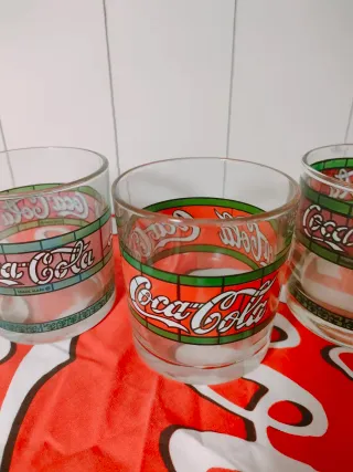 Lotto 3 Bicchieri Coca Cola Vetro stile liberty