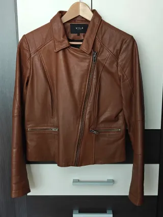 Cazadora de piel VILA marrón Talla L