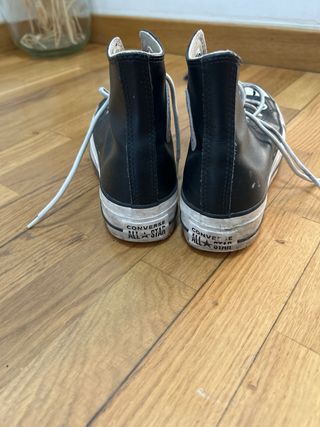 Converse piel plataforma negras