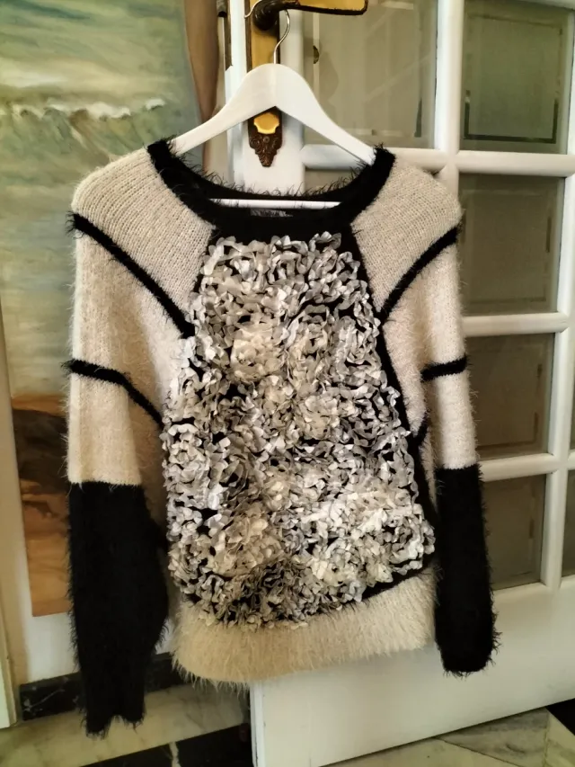 Jersey de lana Molly Bracken blanco y negro