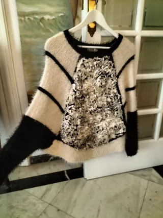 Jersey de lana Molly Bracken blanco y negro