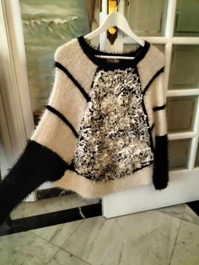 Jersey de lana Molly Bracken blanco y negro