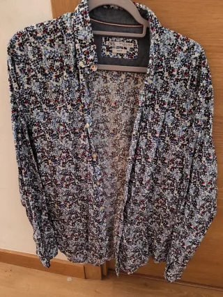 Camisa Zara Estampada Hombre Talla XL Slim fit