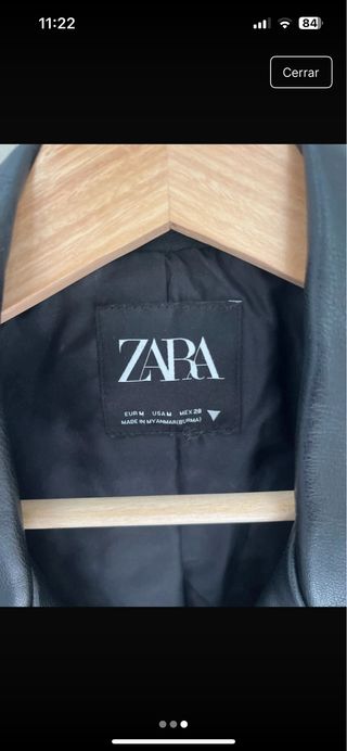 Chaqueta Biker Piel Zara Negra talla M