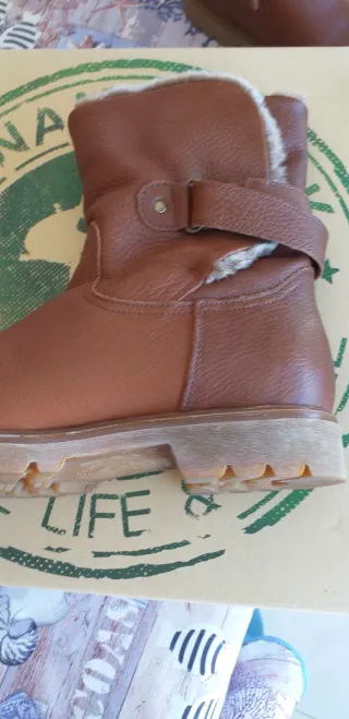 Botines de cuero marrón con forro