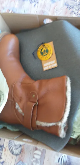 Botines de cuero marrón con forro