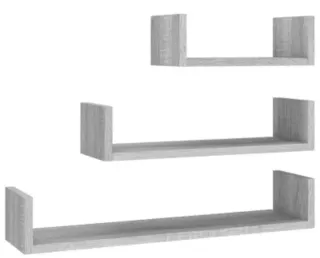 Scaffali galleggianti grigi in legno nuovi