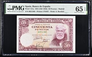 España 50 Pesetas 1951 PMG 65 EPQ