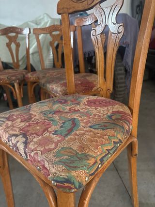 Juego 6 Sillas Mocholi 1967 Madera Tapizada