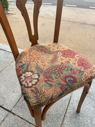 Juego 6 Sillas Mocholi 1967 Madera Tapizada