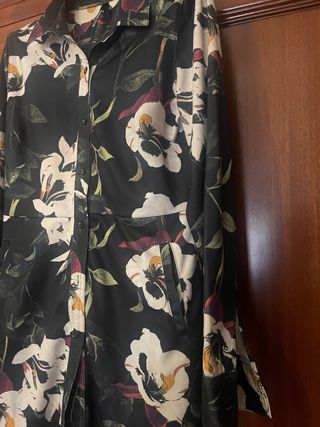 Vestido camisero ELLI WHITE floral manga larga M/L