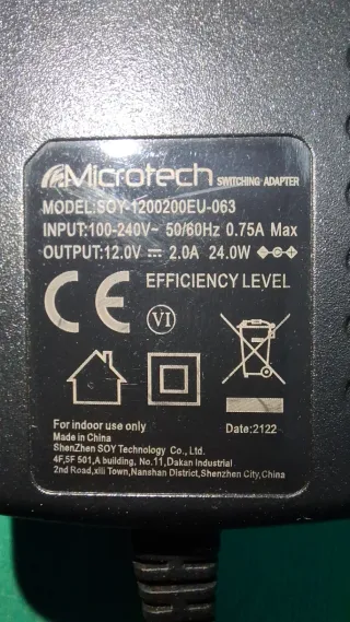 Alimentatore Microtech 12V 2A