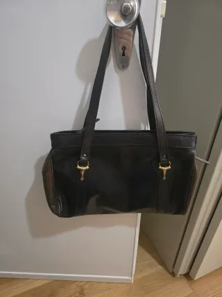 Borsa vintage pelle nera e marrone