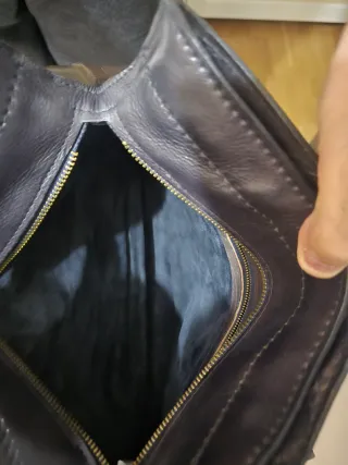 Borsa vintage pelle nera e marrone